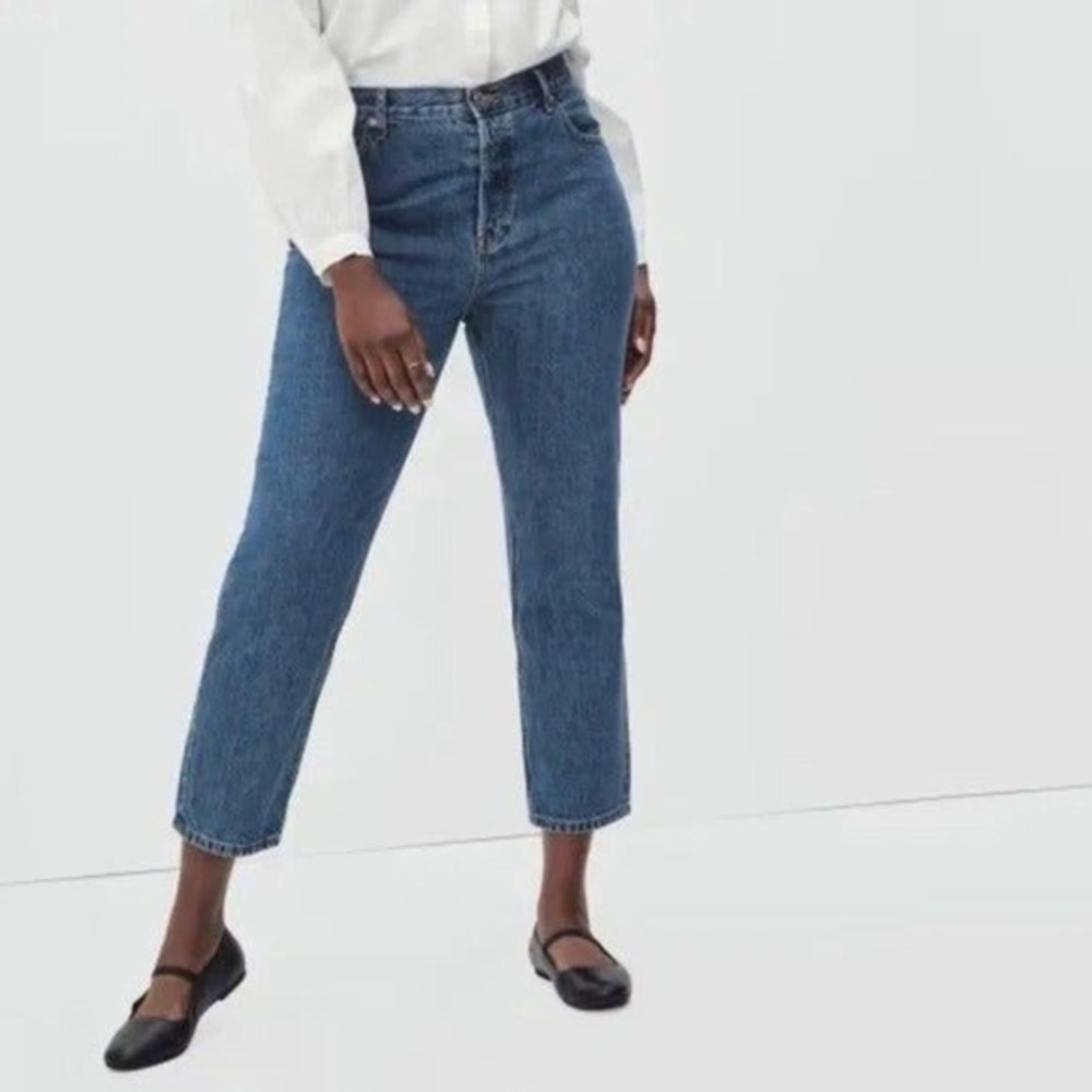 Everlane Organic Cotton High Rise Cheeky Straight Jeans Women 24? Medium‎ Blue